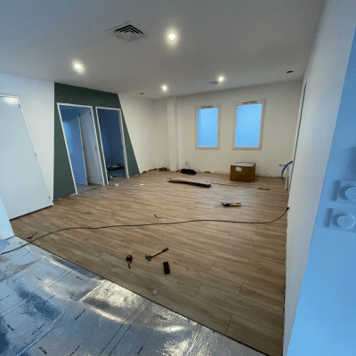 Rénovation cabinet kiné Saint-Lys 12 parquet du cabinet de kiné