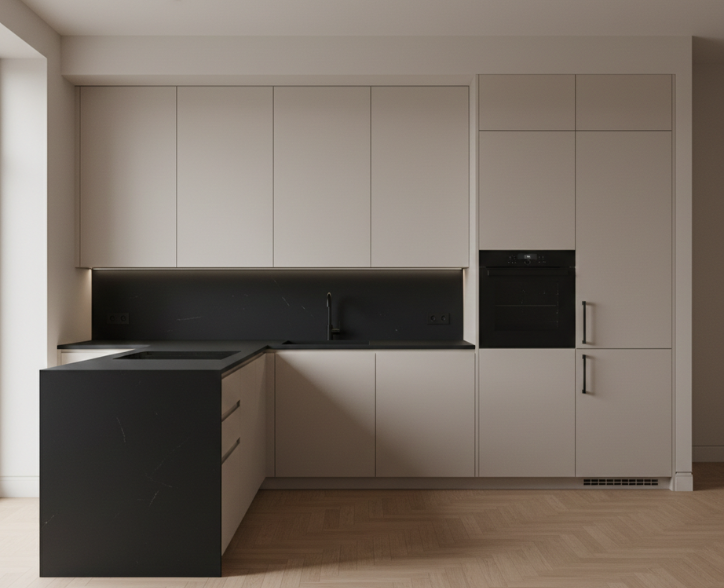 cuisine beige et noir