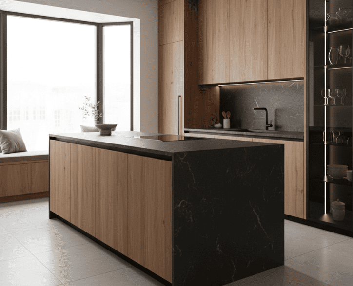 cuisine en bois de noyer naturel